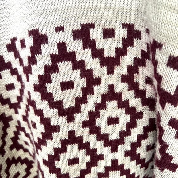 Charlotte Russe Sweater Womens S/M Tan Maroon Cardigan Aztec Southwestern Fringe - Picture 5 of 9